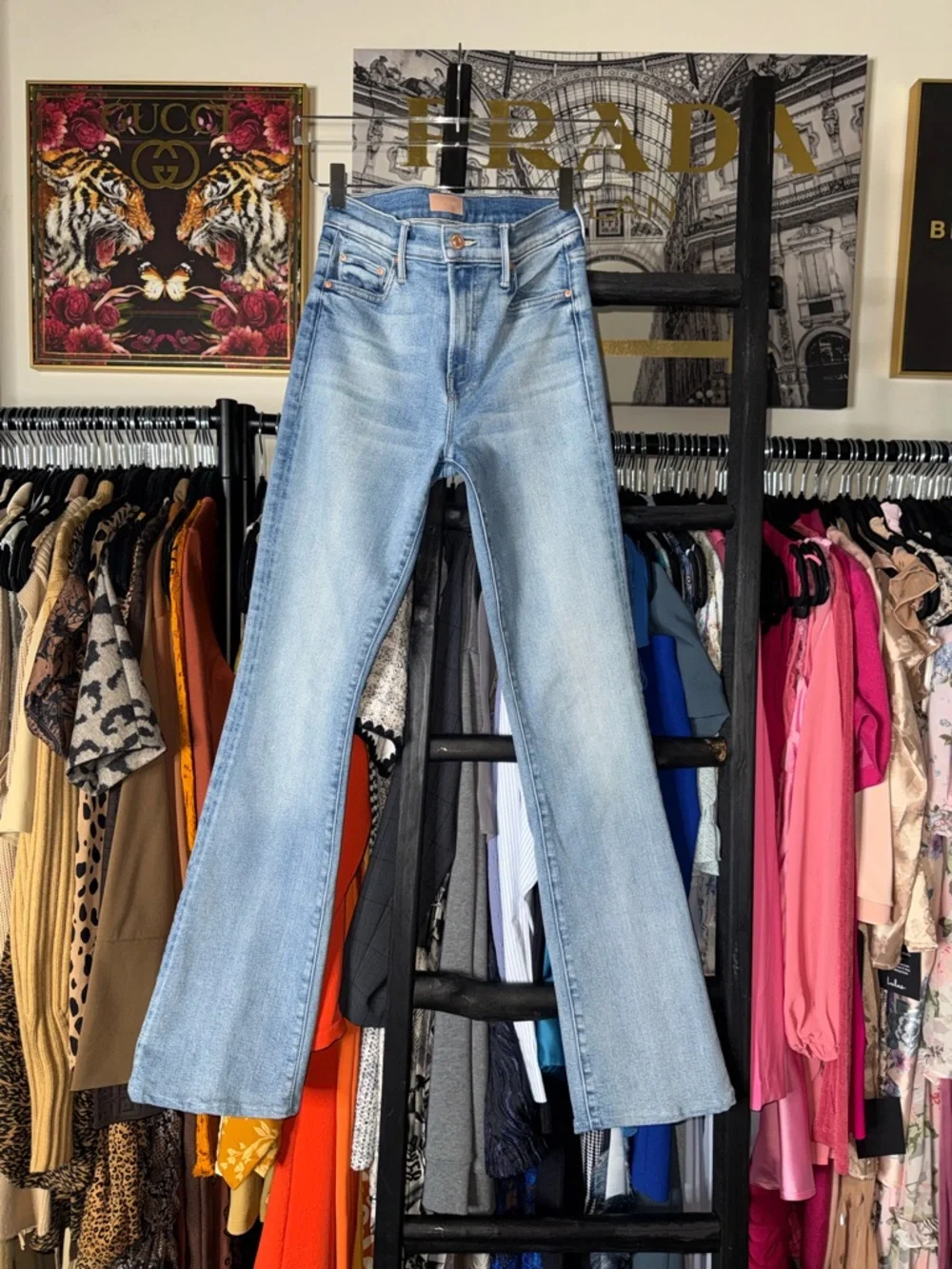 MOTHER The Outsider Sneak Jeans Full Moon Wash Mid Rise Bootcut Size 26 New NWOT